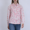 Women's fashionable casual shirt with lace-trimmed sleeves and fresh print.